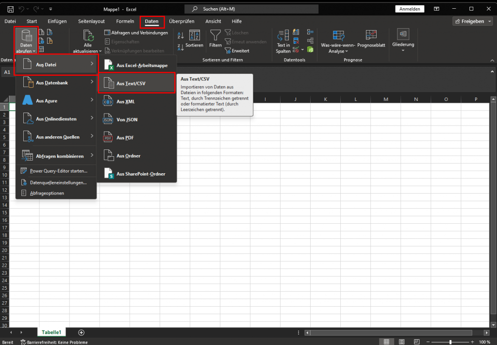CSV Datei richtig in Excel importieren