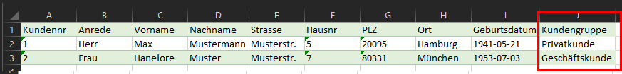 Kundegruppe in CSV-Datei ergänzen