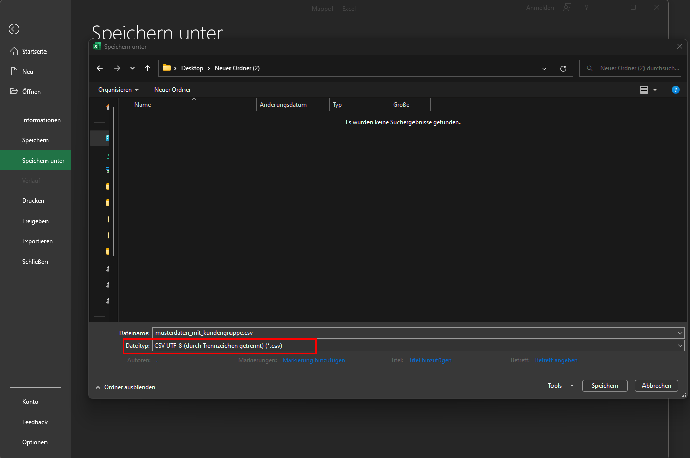 Angereicherte CSV-Datei im Ursprungsformat abspeichern