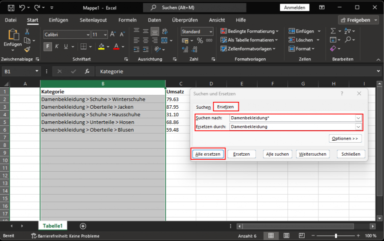 Excel Wert Suchen Und Zelle Daneben Ausgeben Suchen und Ersetzen in Excel 2021 richtig anwenden