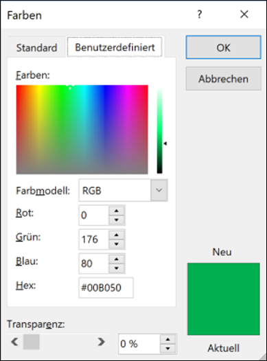 Office 2021 Farbwerte in hexadezimal eintragen